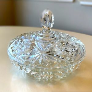 Anchor Hocking Prescut Clear Round Lidded Candy Dish